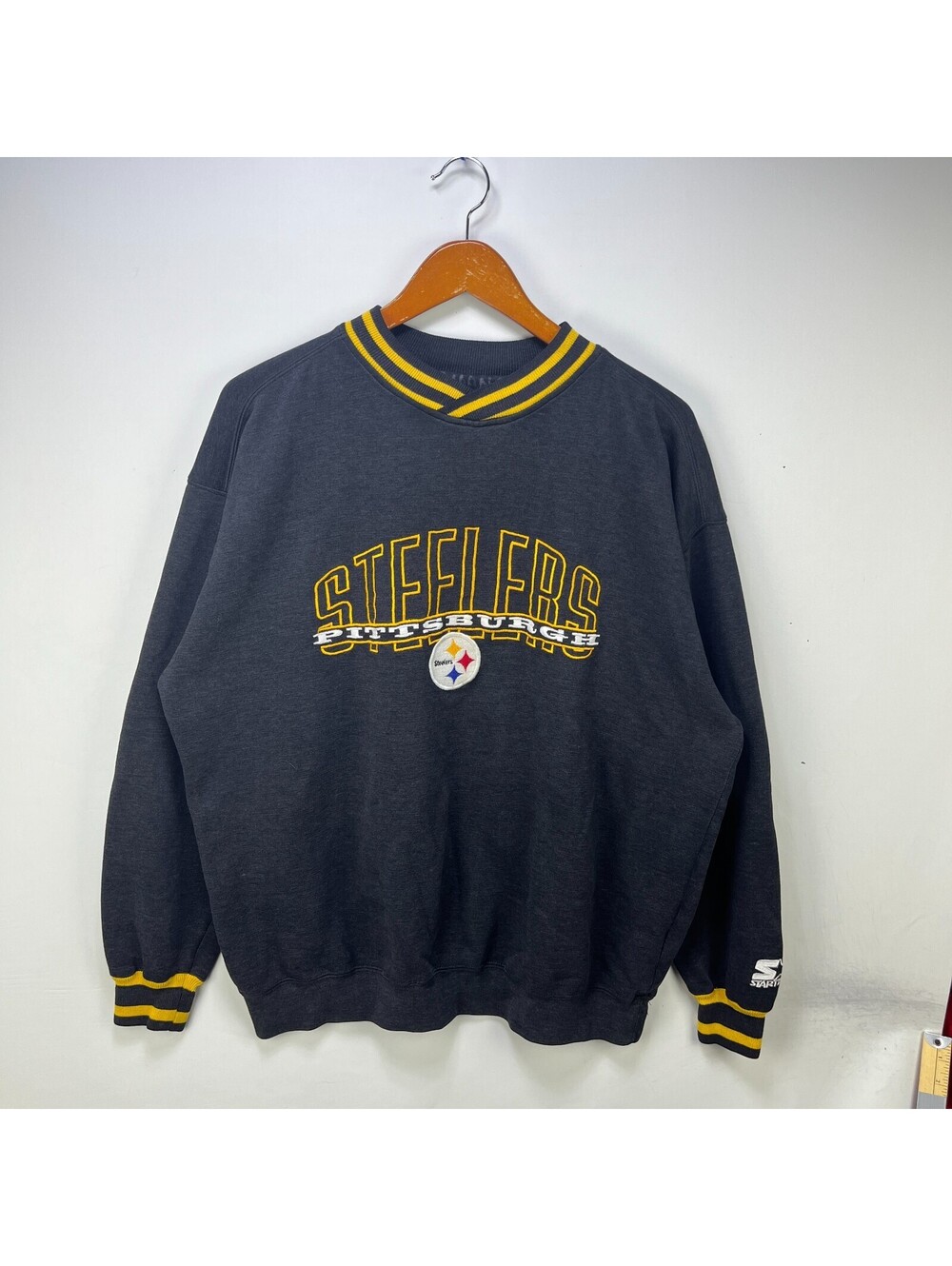 Vintage 90s Starter Steelers Striped NFL Sweatshirt Large